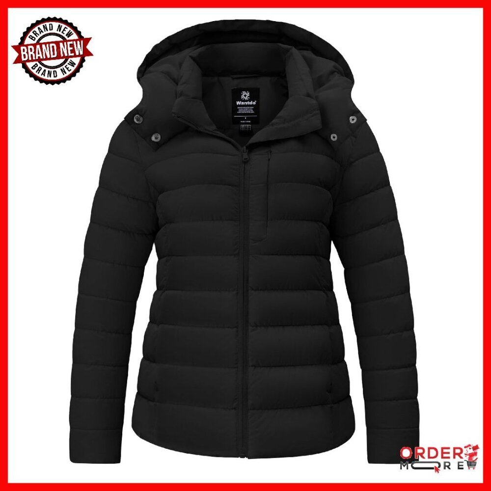 Women's Lightweight Winter Puffer Jacket Hooded Full-Zip Warm Coat